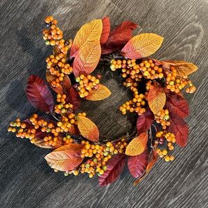 Decorative harvest hanging wreath with faux berries 14inches in diameter